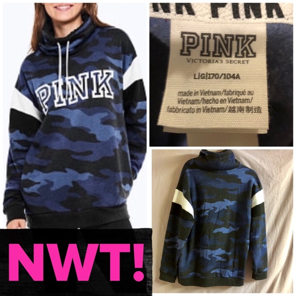 Victoria/'s Secret PINK SHERPA LINED CAMPUS COWL NECK PULLOVER XS-XL NWT